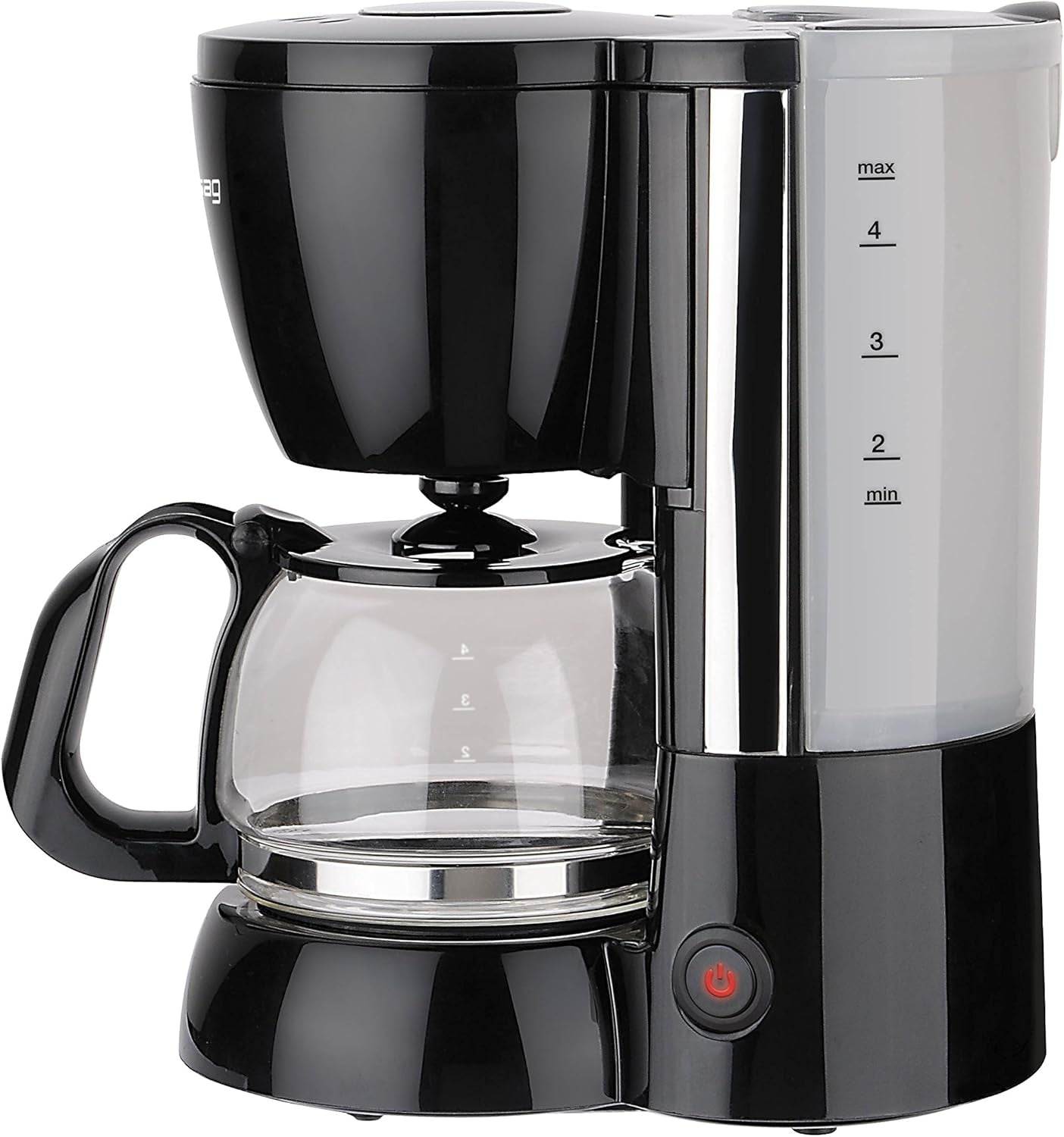 Cafetieră cu filtru grossag cu carafă de sticlă KA 12.17 | 0,6 litri pentru 4 cești de cafea | 600 wați | Negru - Oțel inoxidabil