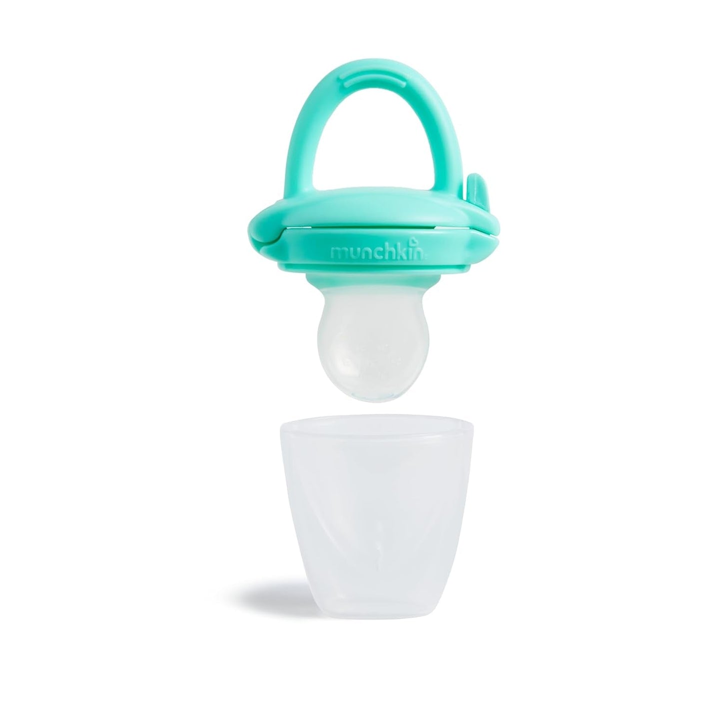 Dozator de hrană din silicon pentru bebeluși Munchkin | Ideal pentru deplasări – pungi din silicon pentru alimente pasate | Dozator de hrană cu auto-hrănire | Hrănitor pentru înțărcare | Fără BPA | De la 4 luni+ | Pachet de 2 | Albastru și Verde