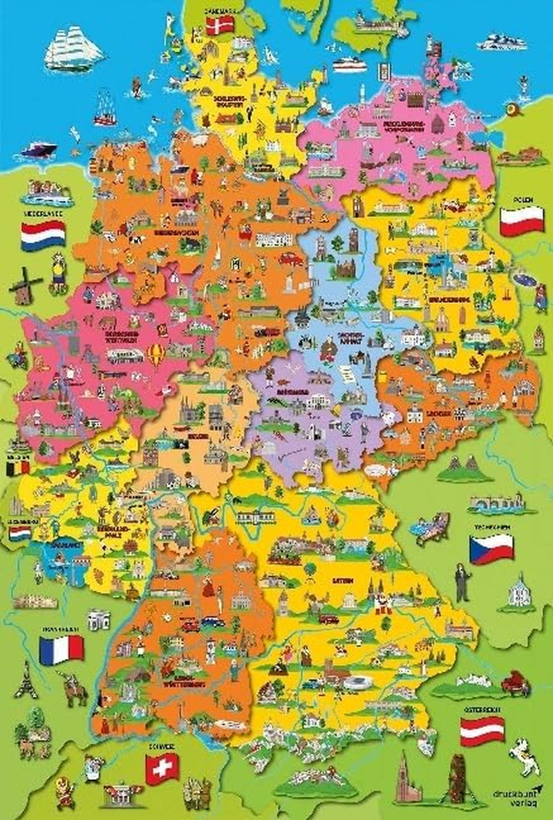 Harta Germaniei cu imagini (puzzle pentru copii) Puzzle Naty Shop