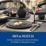 Villeroy & Boch – Set de început Manufacture Rock, 6 piese, negru, rezistent la mașina de spălat vase, rezistent la cuptorul cu microunde, set de veselă negru mat, veselă, tacâmuri, porțelan premium