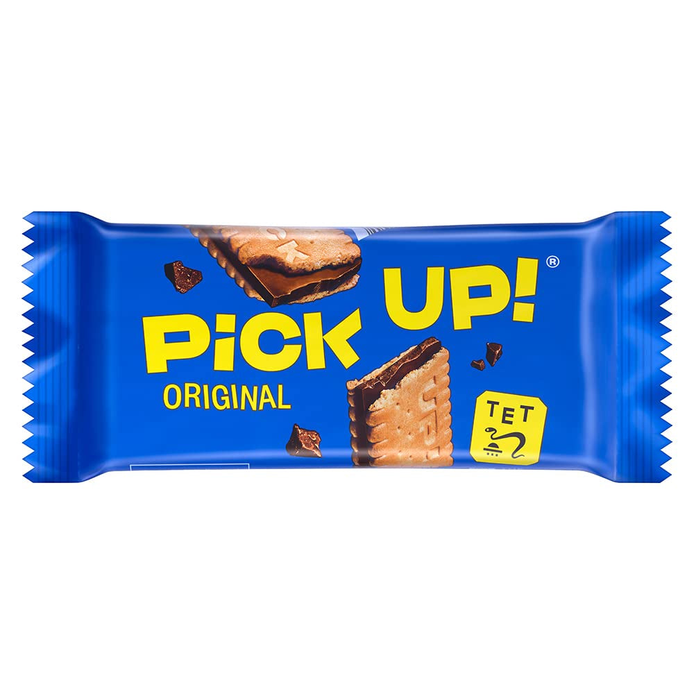 Pick UP! Original, Baton de fursecuri cu o batonă crocantă de ciocolată cu lapte între două fursecuri, Gustare la pachet, 1 pachet (10 x 28 g)