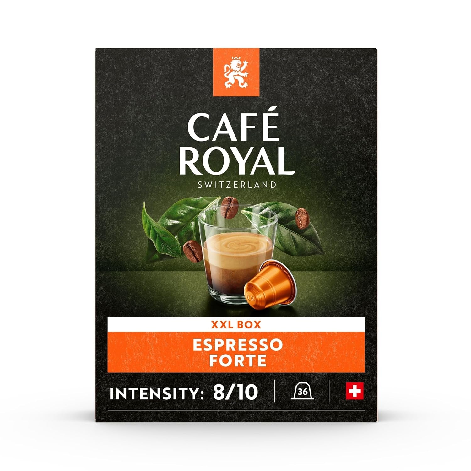 Espresso Forte 36 Kapseln für Nespresso Kaffee Maschine - 8/10 Intensität - UTZ-zertifiziert Kaffeekapseln aus Aluminium (Packung mit 3)