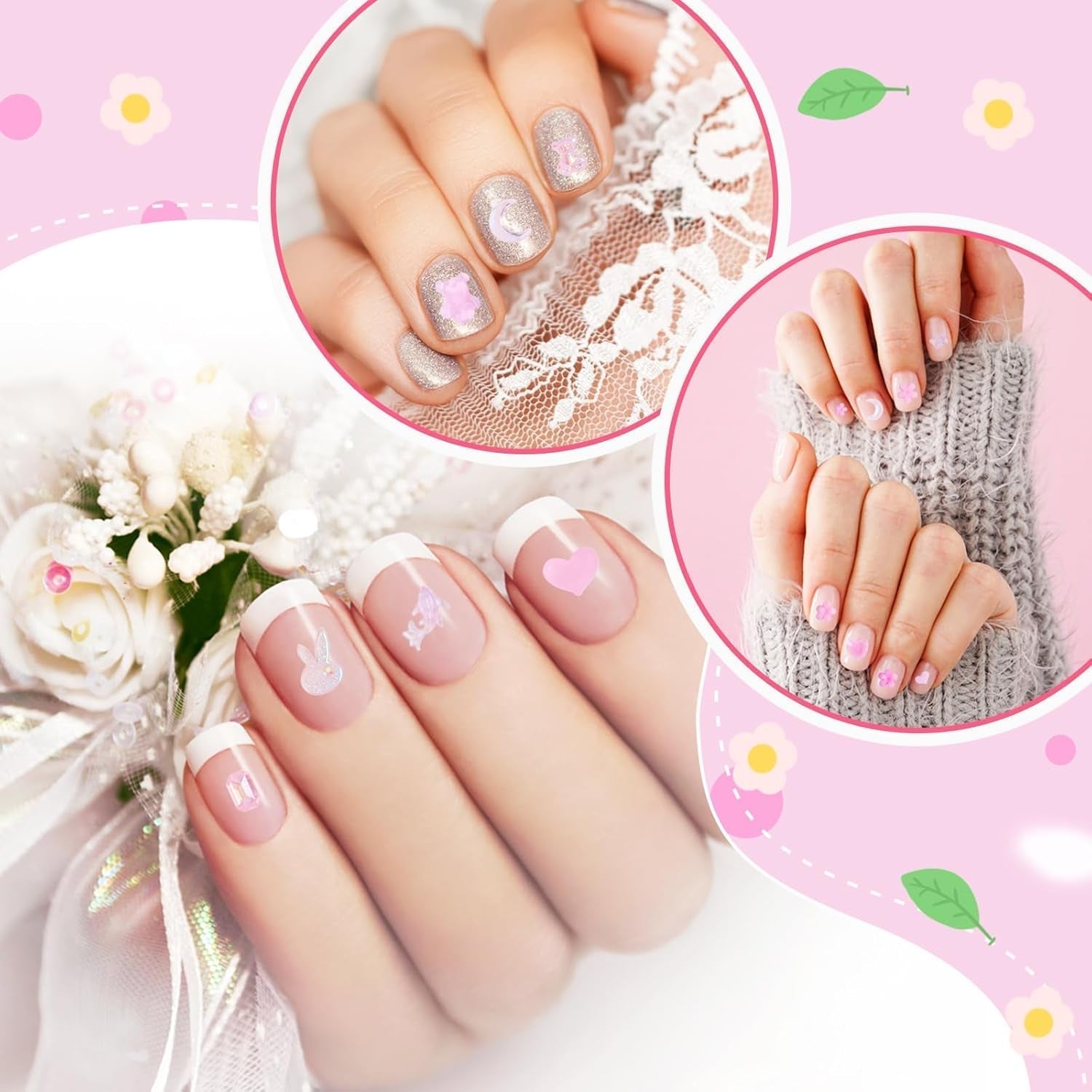 100 bucăți farmece pentru unghii cu fundă Y2K 3D rășină Camellia floare farmece pentru unghii Kawaii strasuri pentru unghii decorațiuni Nail Art, modele, accesorii DIY pentru artizanat (roz)