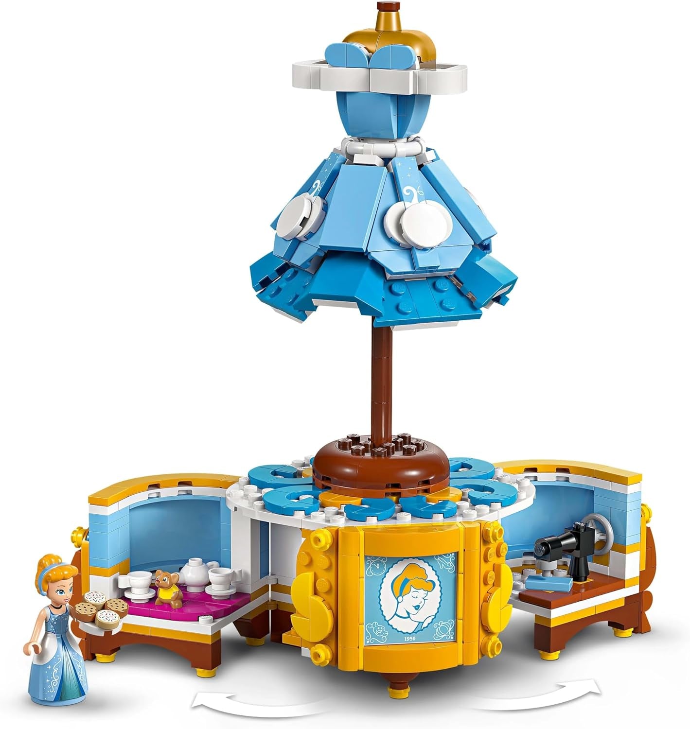 LEGO Ç€ Rochia prințesei Disney Cenușăreasa, jucărie pentru băieți și fete de la 9 ani - include un cuier pentru rochii, o mini păpușă Cenușăreasa și o figurină de șoarece - Playset creativ 43266 Seturi de constructie Besuche den LEGO-Store
