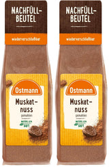 Ostmann Gewürze - Muskatnuss gemahlen | Ideal zum Würzen von Kartoffelgerichten | Zum Nachfüllen der Streudose | 50 g im wiederverschließbaren Beutel