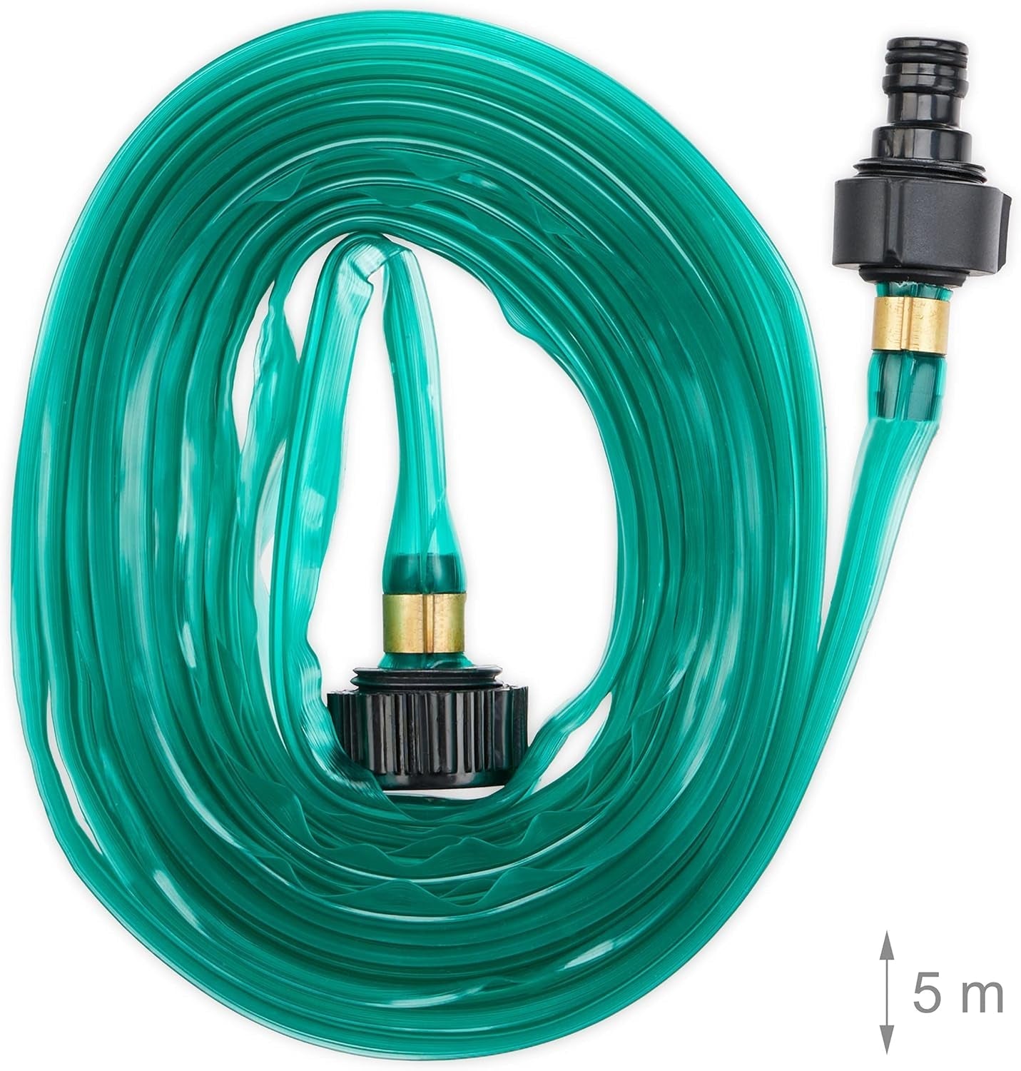 Furtun de irigații Relaxdays, lungime 5 m, udare uniformă a straturilor de grădină, plat, gata de conectare, furtun de aspersoare, verde