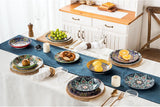 Set de veselă din porțelan HENXFEN LEAD, set de veselă cu 12 piese pentru 4 persoane, set de veselă colorat pentru 4 persoane - farfurii pictate manual, farfurii de desert, farfurii de supă - stil boem