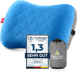 HIKENTURE Pernă gonflabilă de camping / călătorie cu față de pernă detașabilă, pernă ergonomică, pernă confortabilă pentru gât pentru călătorie / exterior, pernă gonflabilă de călătorie pentru gât (verde) ... Perne ortopedice cervicale Naty Shop Albastru