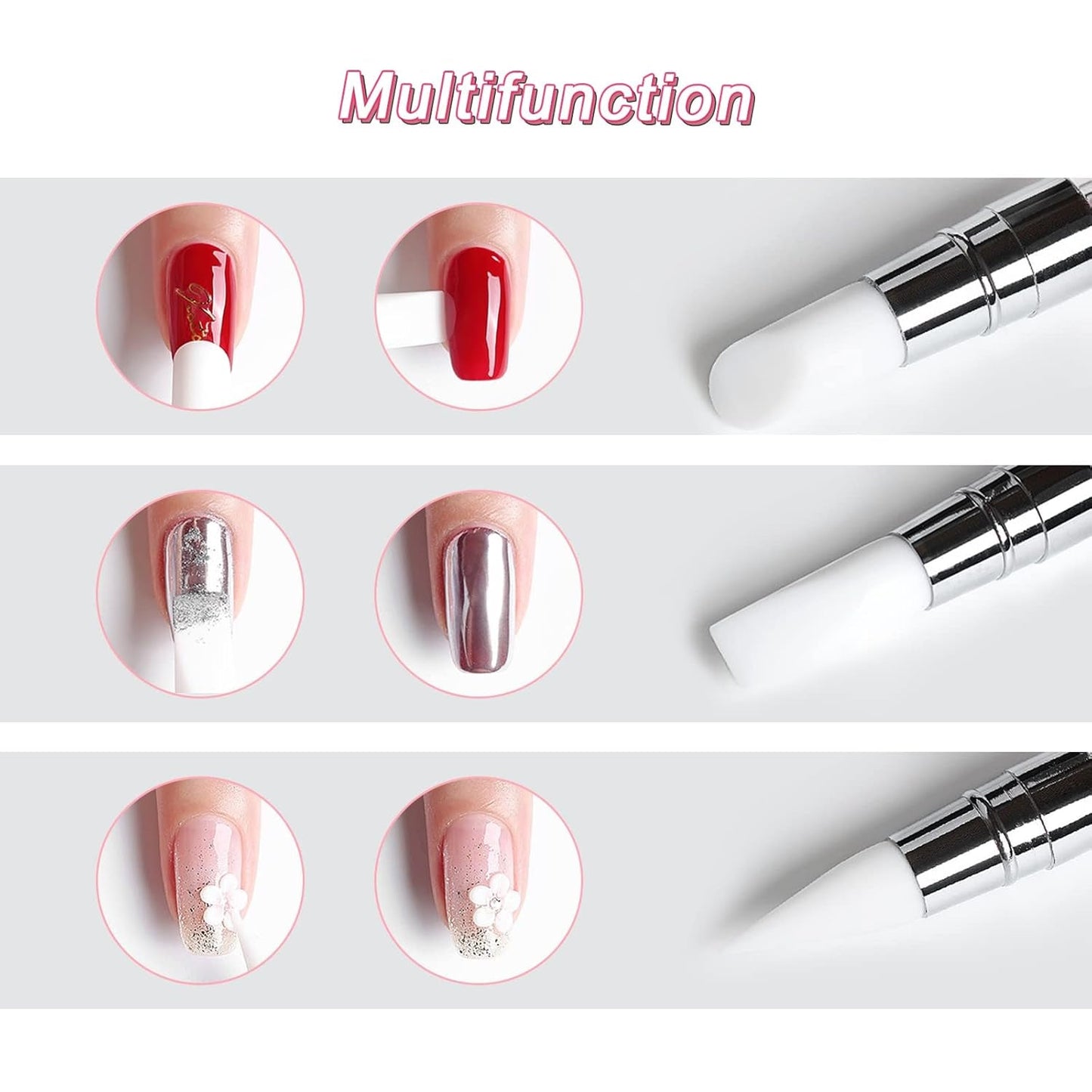 Qufiiry 5PCS Silikon Nagel Pinsel, Gel Schnitzen Pinsel, Silikon-Modellierpinsel Set, Doppel Köpfe DIY Maniküre Werkzeug