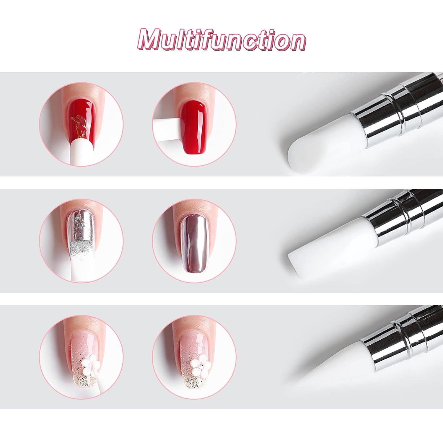 Qufiiry 5PCS Silikon Nagel Pinsel, Gel Schnitzen Pinsel, Silikon-Modellierpinsel Set, Doppel Köpfe DIY Maniküre Werkzeug