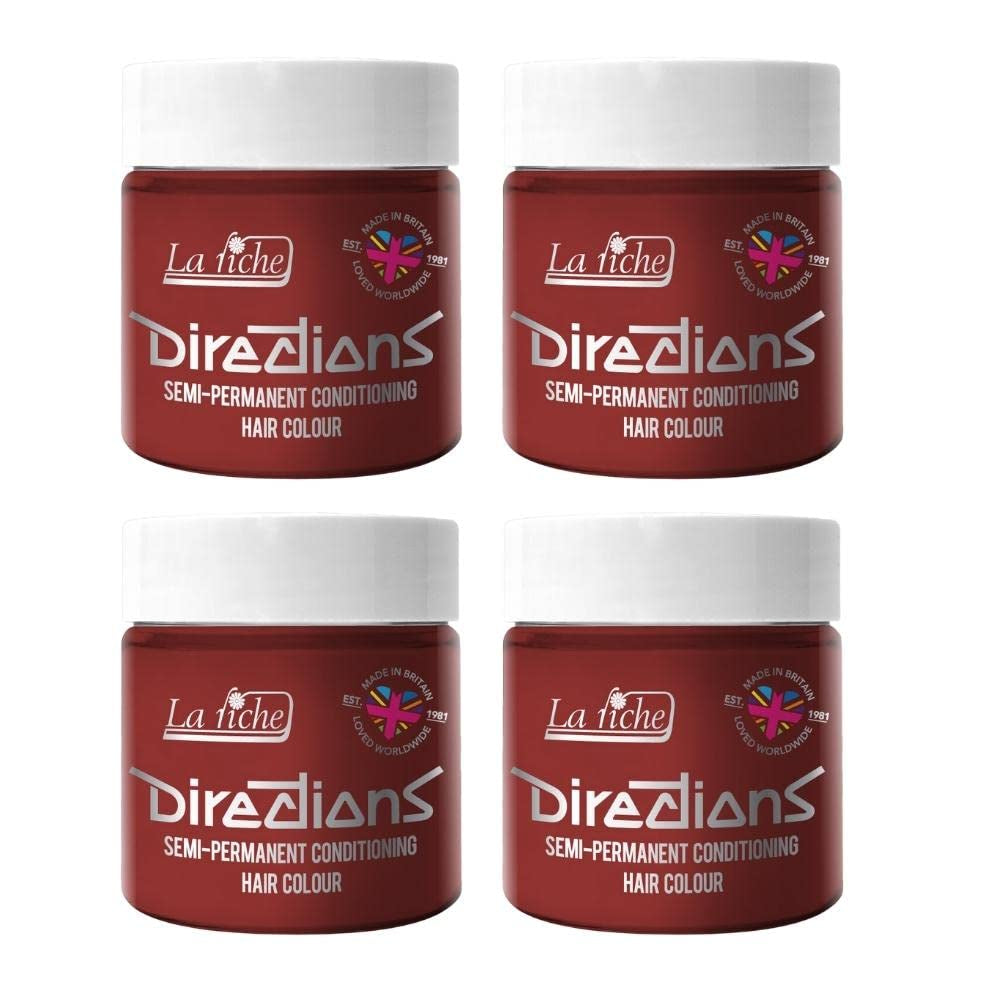 Culoare de păr semipermanentă Directions 100 ml cutie 4 pack (Pillarbox Red) Vopsea pentru par Naty Shop Pillarbox Roșu 400 Ml (1 pachet)
