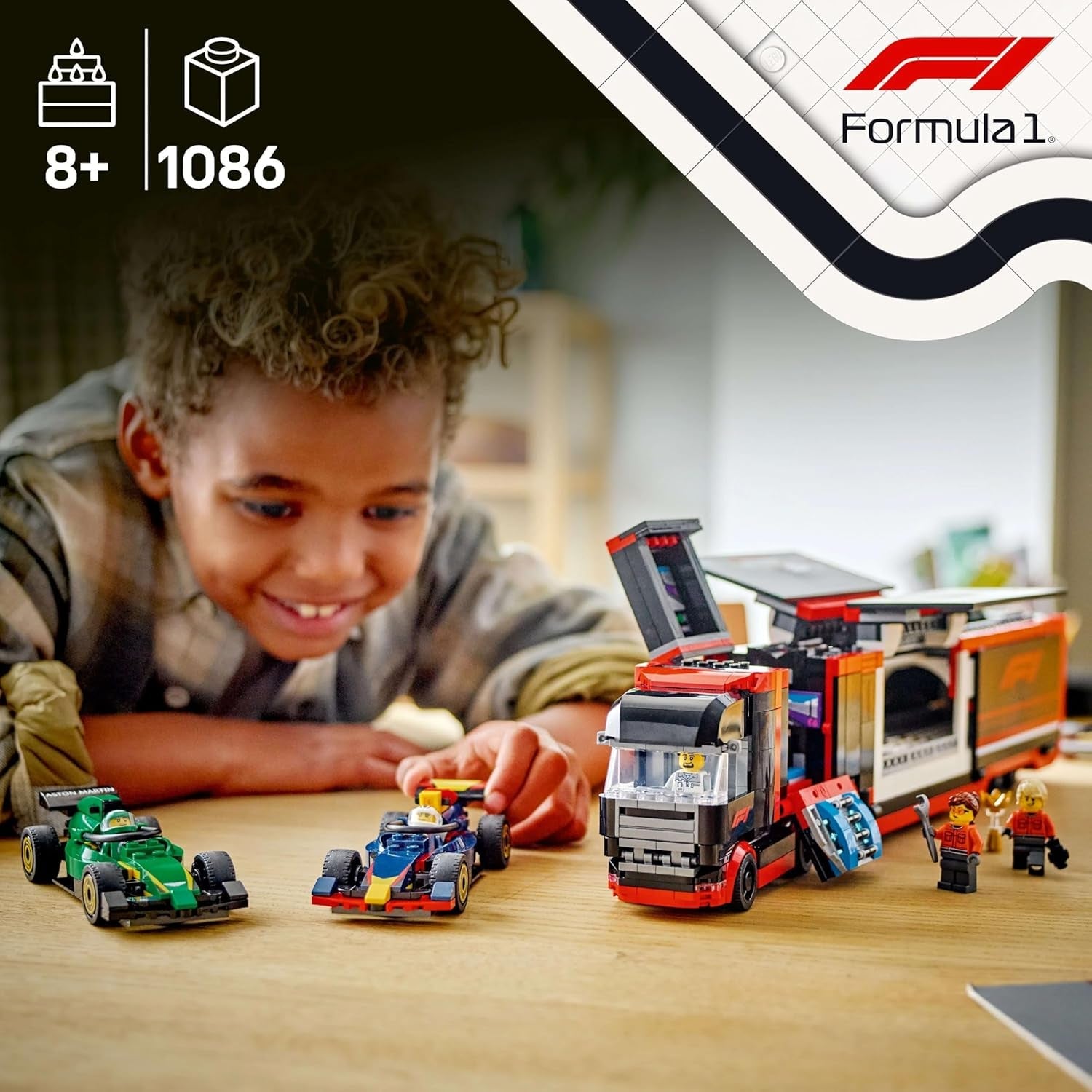 LEGO City F1 Transporter with RB20 & AMR24 F1 Racing Cars - Toy Car Transporter for Red Bull & Aston Martin Formula 1 Teams - Incl. 5 Minifigures - Gift for Boys & Girls Ages 8+ 60445 Seturi de constructie Besuche den LEGO-Store