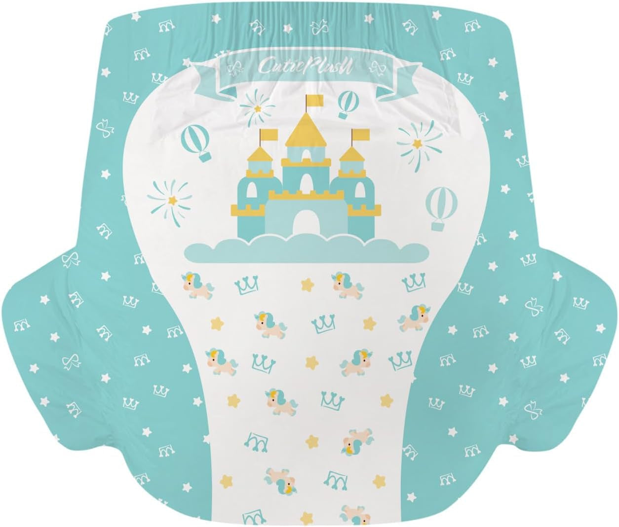 Scutece pentru adulți CutiePlusU, pachet de 2, chiloți de incontinență de unică folosință cu clapete pentru femei și bărbați, absorbție maximă peste noapte - Little Prince (mediu 71-96 cm)