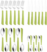 Tacâmuri JANE, oțel inoxidabil lustruit 18/0, mânere din plastic verde, 24 bucati Bucatarie Naty Shop