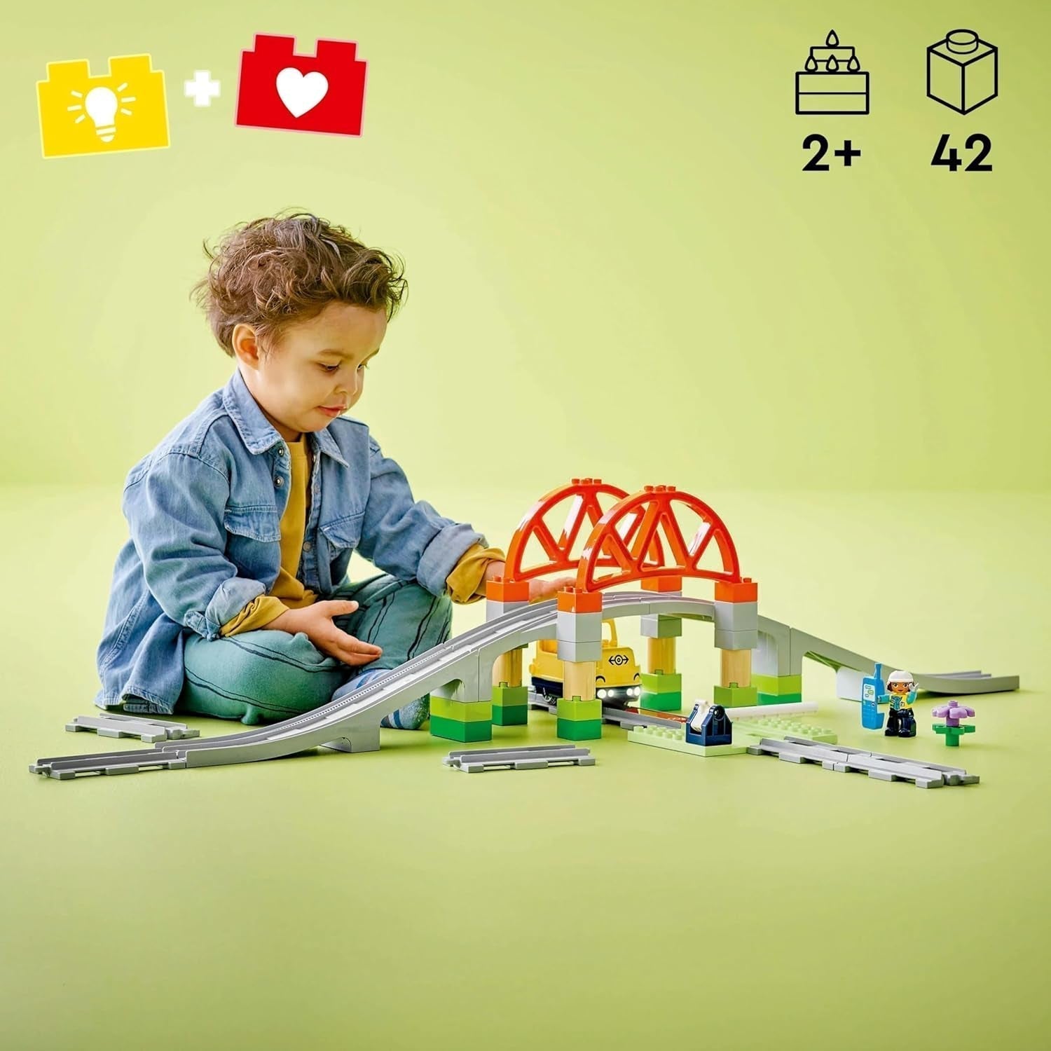 LEGO DUPLO Town Pod de cale ferată și șine - Set de expansiune, cadou pentru copii începând cu 2 ani, set pentru construcție și reconstrucție, set de dezvoltare pentru preșcolari, jucărie educațională 10426 Seturi de constructie Besuche den LEGO-Store