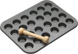 Tava pentru mini-tarte Masterclass, 24 de găuri, oțel carbon rezistent de 1 mm grosime, 35 x 27 cm, gri Naty Shop