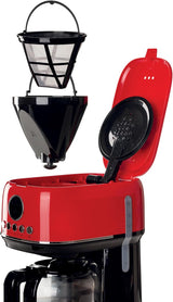 Ariete, Espressor cu filtru Moderna 1396 pentru prepararea cafelei americane, pentru până la 15 cești, carafă din sticlă, placă de încălzire, afișaj LCD, filtre detașabile și lavabile, alb