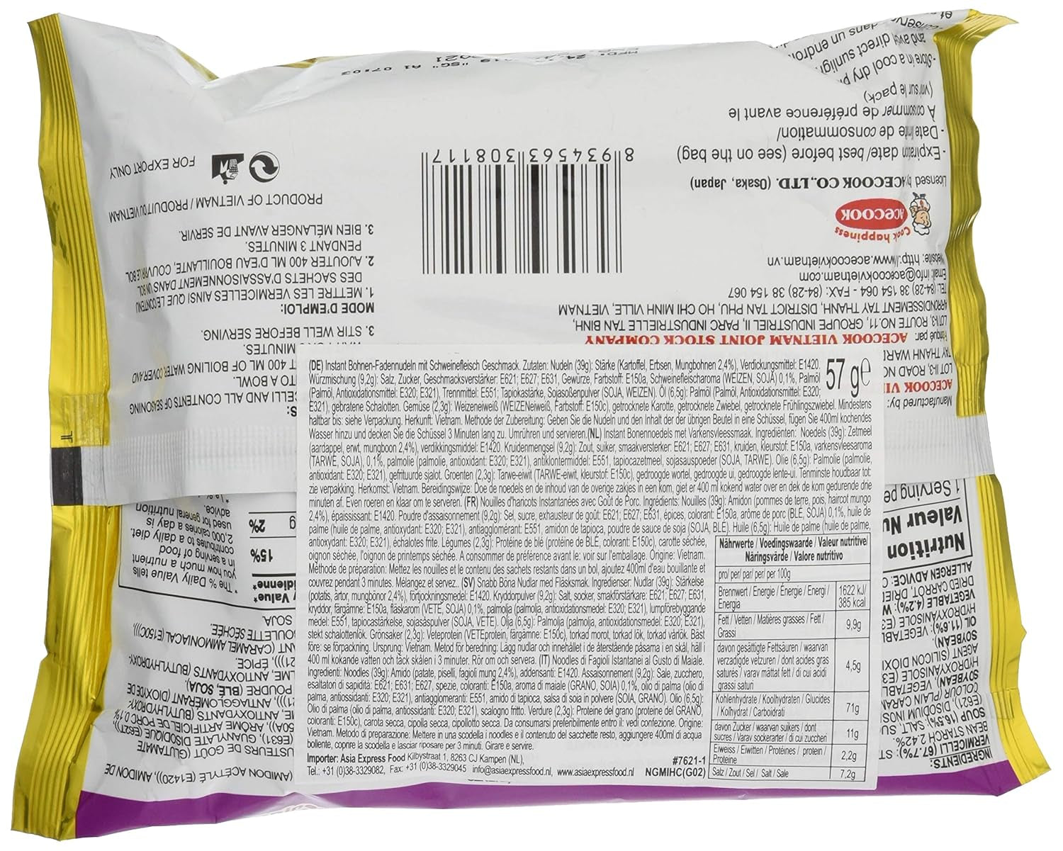 - Tăiței instant din sticlă GD cu carne de porc - (1 x 57g)