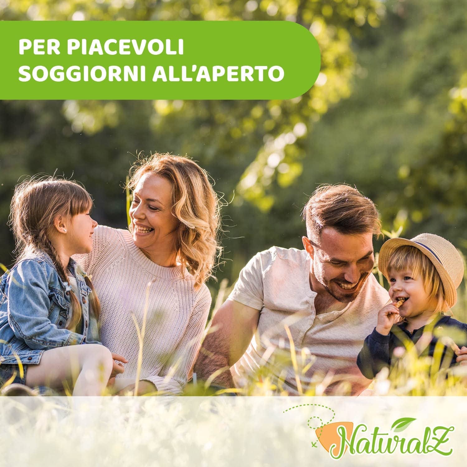Șervețele umede protectoare Chicco NaturalZ, pachet de 20. Protecție naturală de vară cu lemongrass și eucalipt, protecție zi și noapte.