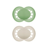 Suzete MAM Original, pachet de 2, suzete pentru bebeluși prietenoase cu dinții, fabricate din materiale sustenabile și bioregenerabile, tetine din silicon MAM SkinSoft, cu cutie pentru suzetă, 6-16 luni, verde/bej