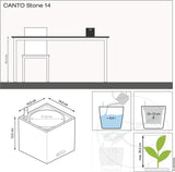 Cub de plante aromatice de înaltă calitate LECHUZA CANTO Stone 14 cu sistem de udare cu bețișor, gri piatră
