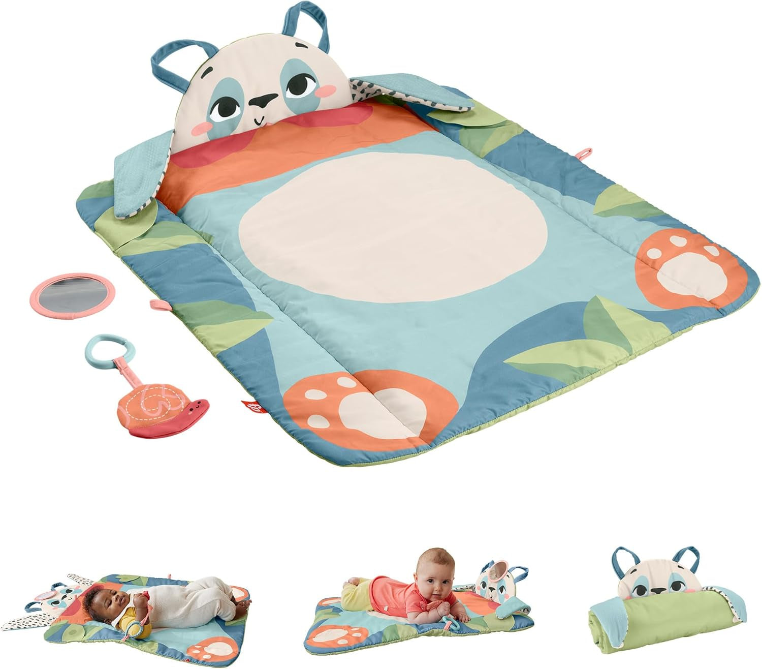Fisher-Price Giant Ear Elephant - Jucărie adorabilă din pluș moale cu urechi foarte mari, fabricată din plastic reciclat în proporție de 90% și ambalaj certificat FSC, pentru bebeluși de la 3 luni în sus, HKD63 Jucarii Bebe Naty Shop Panda