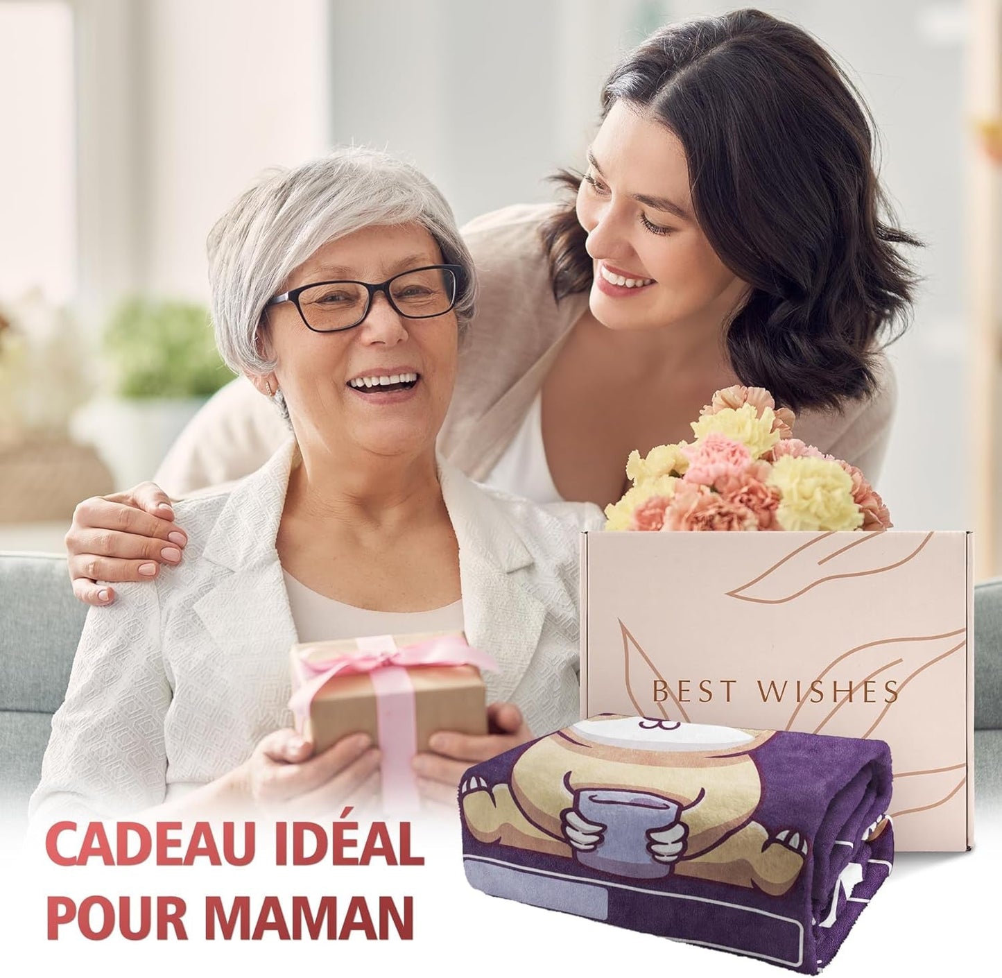 Niyewsor Cadou aniversar, Pentru mama, Pătură fleece, Cadou pentru mama, Idee de cadou pentru Ziua Mamei și Crăciun pentru mama Paturi si Cuverturi Niyewsor