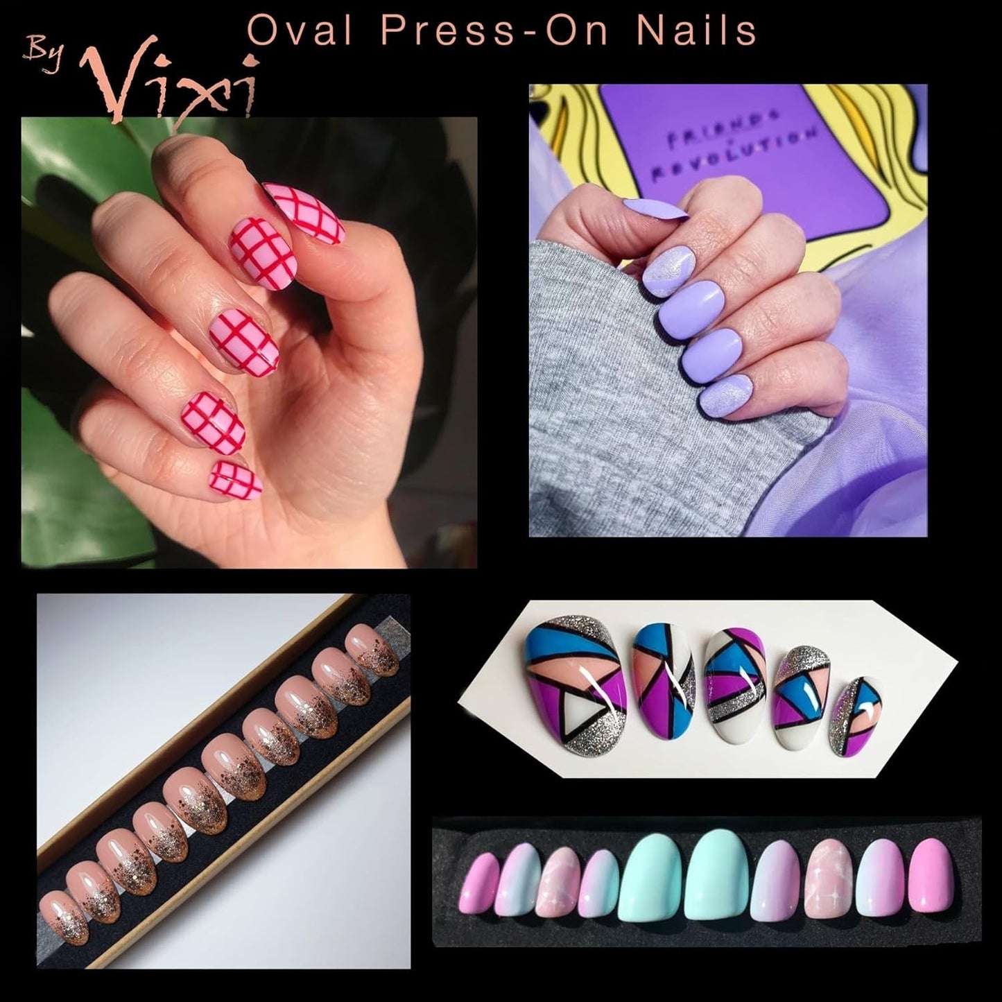 Extensii de unghii Vixi 600 scurte, ovale, cu pilă pregătitoare, 10 mărimi - Acoperire completă, opacă. Pentru profesioniști și uz casnic.