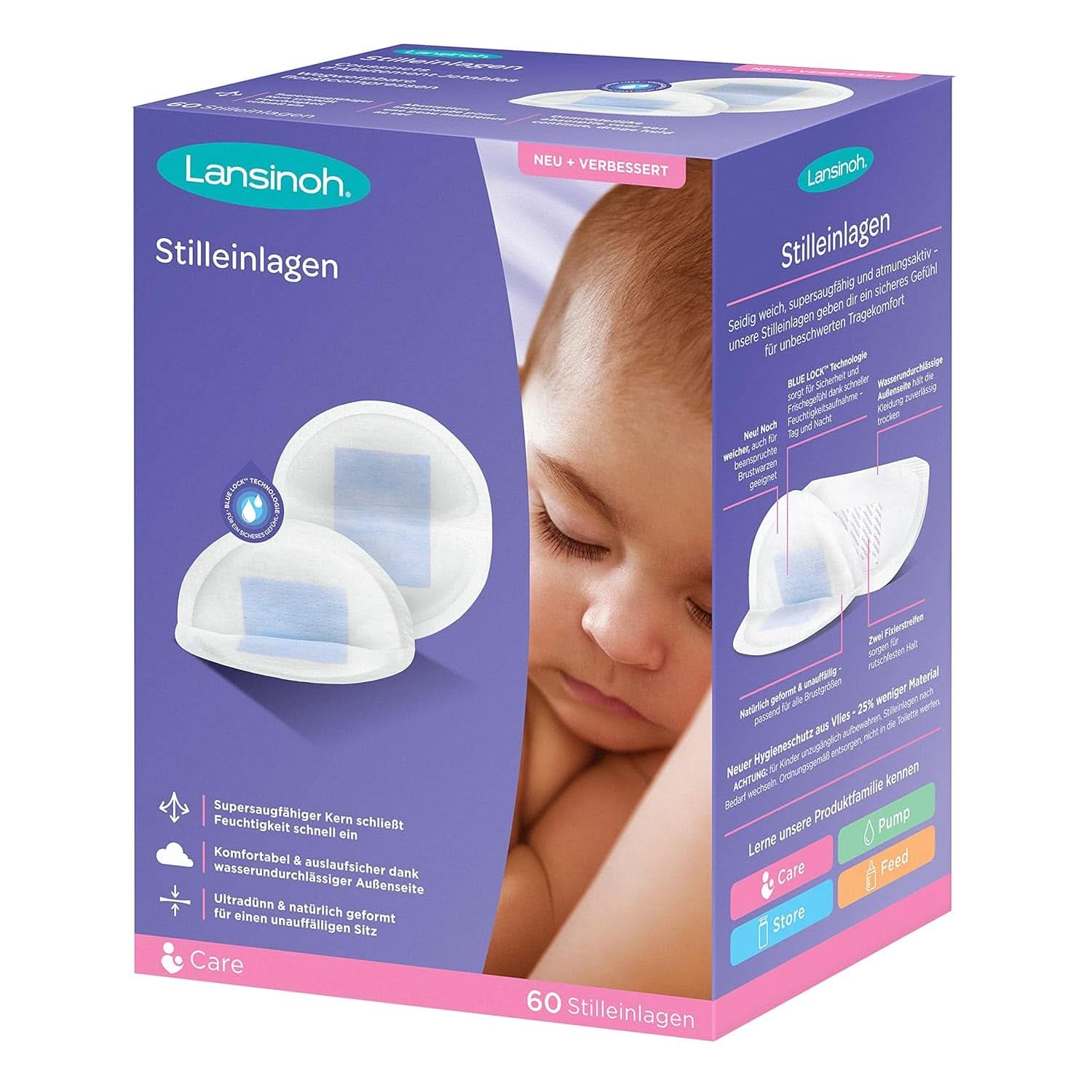 Lansinoh Stilleinlagen Blue Lock, 60 Stück Accesorii Hrana si Alaptare Bebe Naty Shop