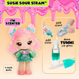 Păpușa Yummiland pentru luciu de buze - Susie Sour Straw - Include set de luciu de buze DIY, Potrivit pentru copii cu vârsta de 4 ani și peste, Seria 2