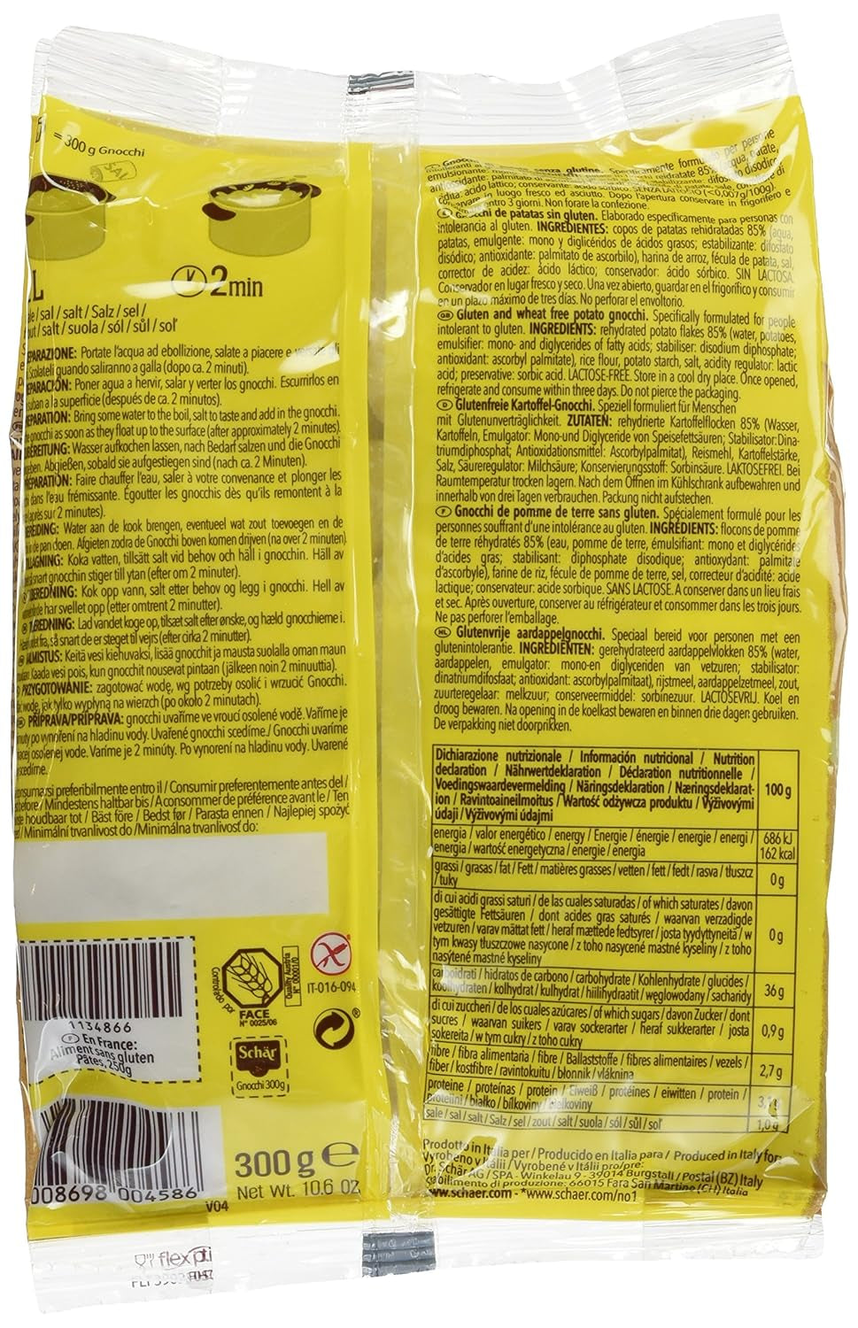 Gnocchi fără gluten, 300g, pachet de 6