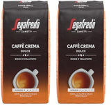 Segafredo Zanetti Caffè Crema Dolce - Boabe întregi (pachet de 1 kg) - Potrivit pentru Caffè Crema - Boabe de cafea prăjite ușor spre mediu, cu gust blând și echilibrat (pachet de 2)