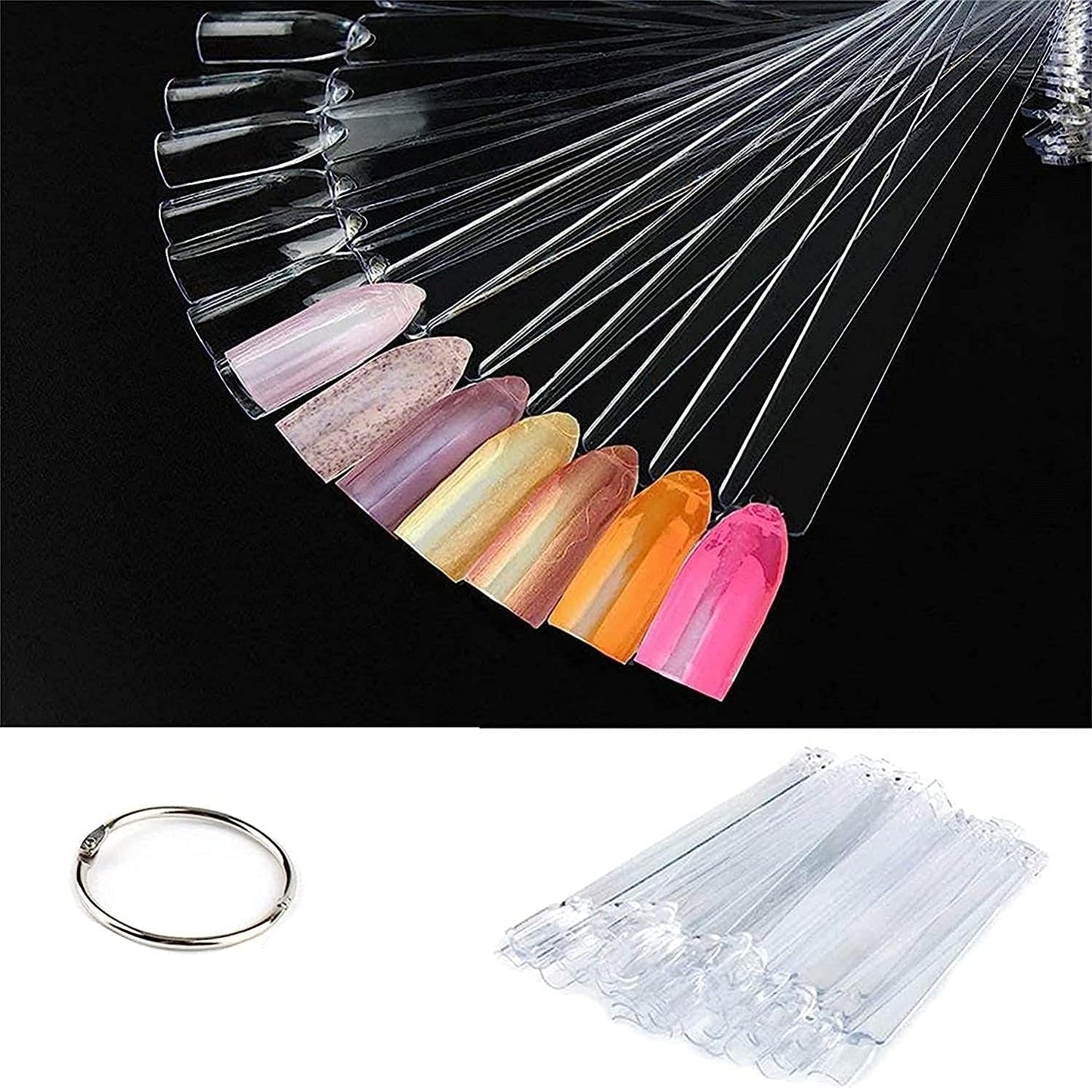 Display pentru unghii, 40 de bețișoare pentru ojă artificială, capsule, evantai practic, nail art