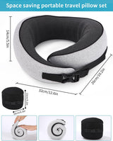Aeroplane Neck Pillow, pernă de călătorie cu spumă de memorie, pernă pentru gât pentru adulți, pernă de avion reglabilă și lavabilă, pernă de călătorie ergonomică (gri) Perne ortopedice cervicale Naty Shop