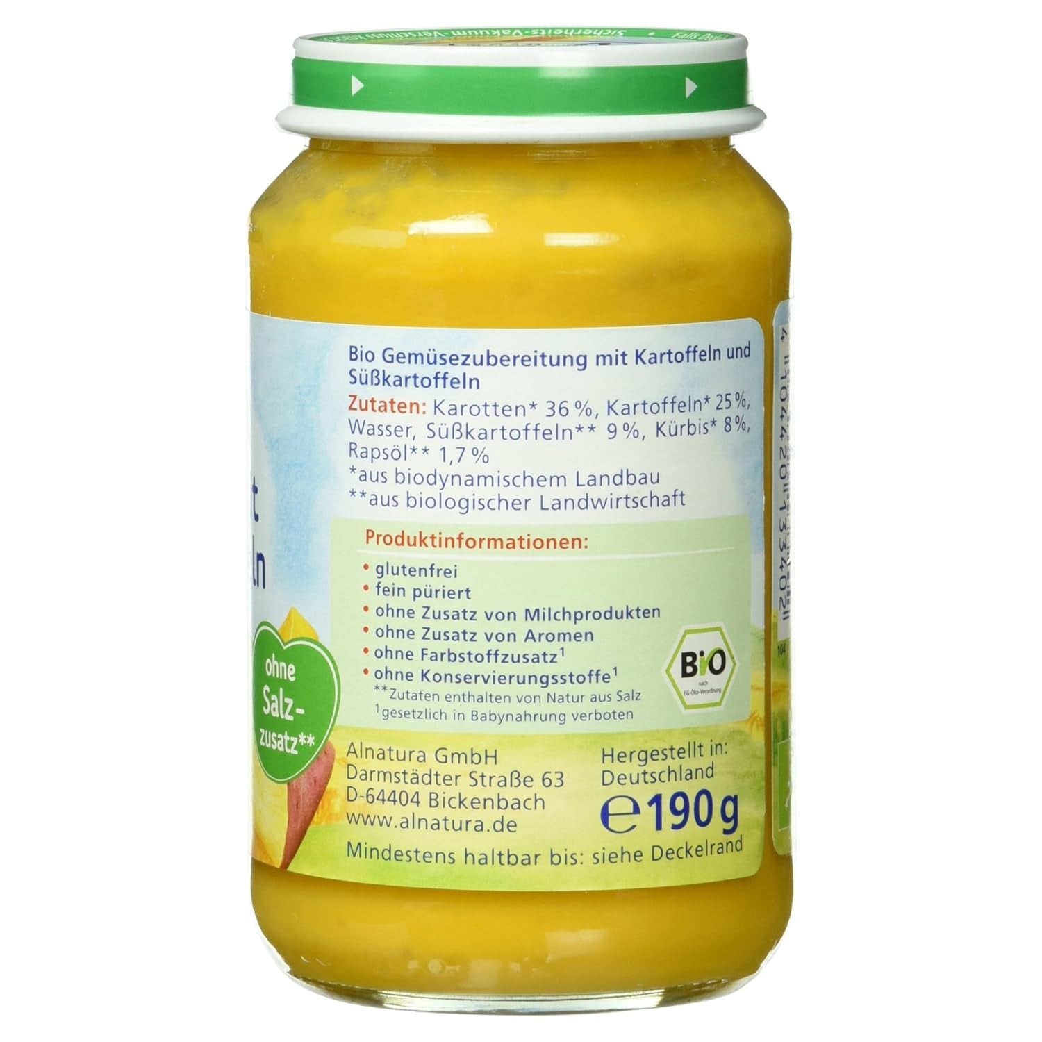 Legume bio cu cartofi dulci, după 4 luni, 190g