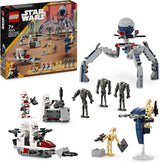 LEGO Star Wars 75372 Clone Trooper & Battle Droid Battle Pack, Incl. 4 minifigurine, 5 droizi și motocicletă speeder cu shooter - Jucărie de construcție pentru băieți și fete cu vârsta de peste 7 ani Seturi de constructie Besuche den LEGO-Store Pachet de luptă