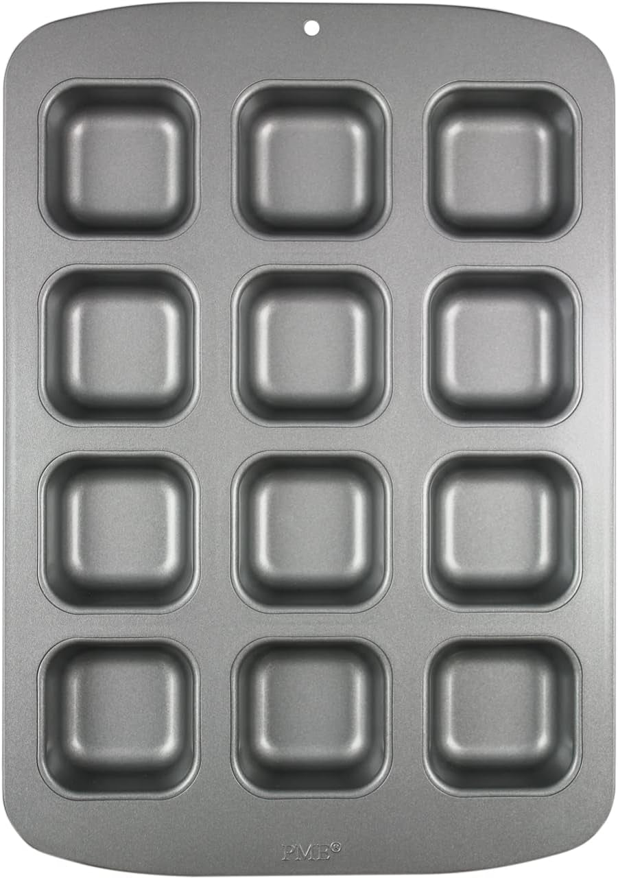CSB106 Quadratische Antihaftbeschichtete Backform Mit 12 Minilöchern Aus Karbonstahl, Edelstahl, Silver, 37.3 X 26.1 X 3.1 Cm Matrite si tavi pentru copt Naty Shop