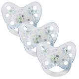 Suzetă din silicon Dentistar®, pachet de 3 – mărimea 1, suzetă 0-6 luni – prietenoasă cu dinții și maxilarul, cu etapă dentară – fără BPA – fabricată în Germania – floare de cireș