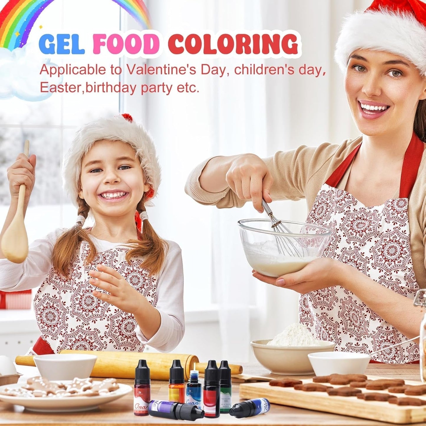 Colorant alimentar gel - 7 x 15 ml Coloranți alimentari concentrați în culorile curcubeului pentru decorarea torturilor, copt, fursecuri, macaroane - Colorant alimentar fără zahăr pentru băuturi, decorarea torturilor, slime DIY