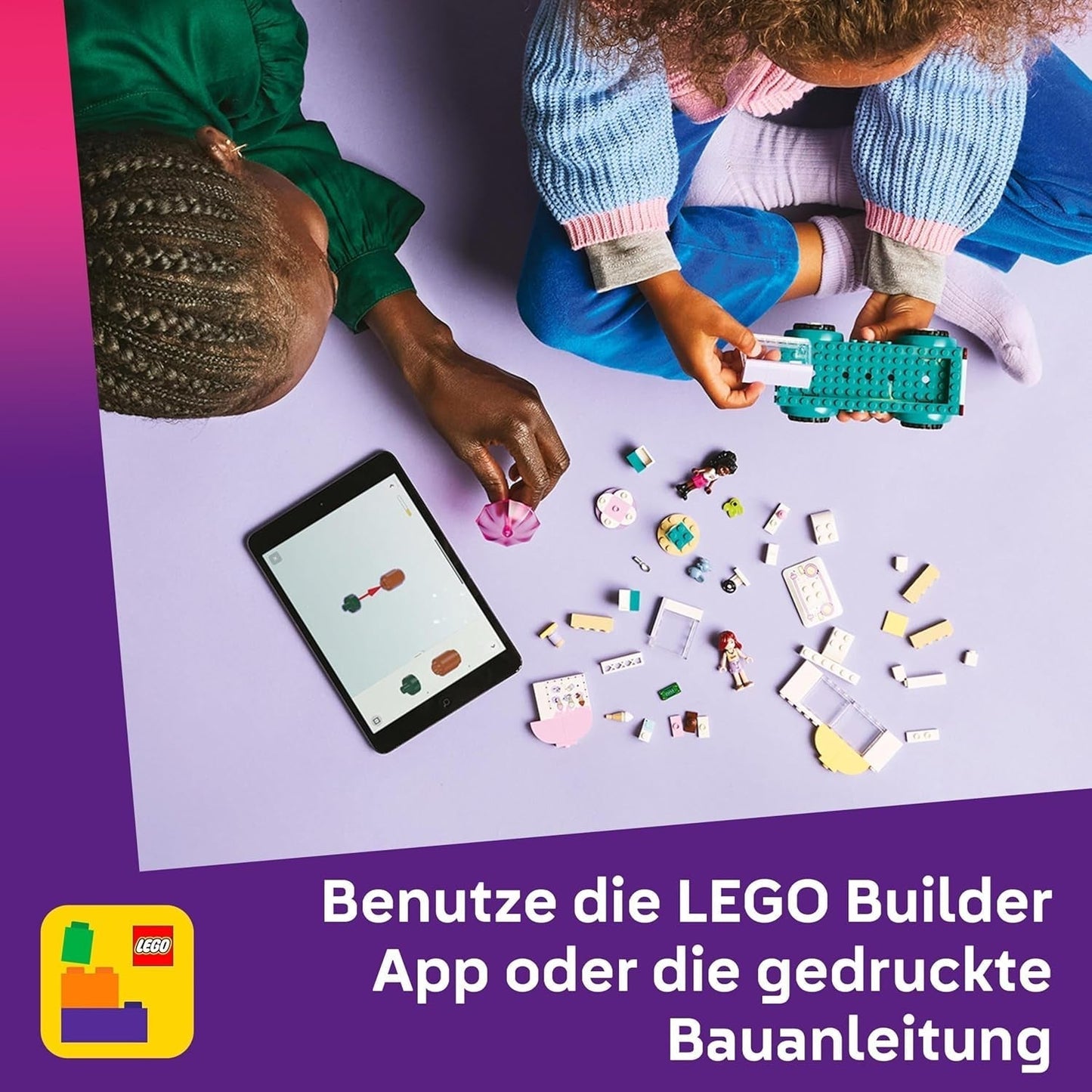 Camion de înghețată LEGO Friends Heartlake City, set de joacă pentru jocuri de rol, set de construcție cu 2 figurine și un iepuraș, jucărie pentru fete de la 4 ani, jucărie de construcție cu minifigurine ale personajelor 42644 Seturi de constructie Besuche den LEGO-Store