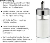 Zahărniță din sticlă Tescoma, oțel inoxidabil periat, ideală pentru zahăr alb/brun, 225 ml