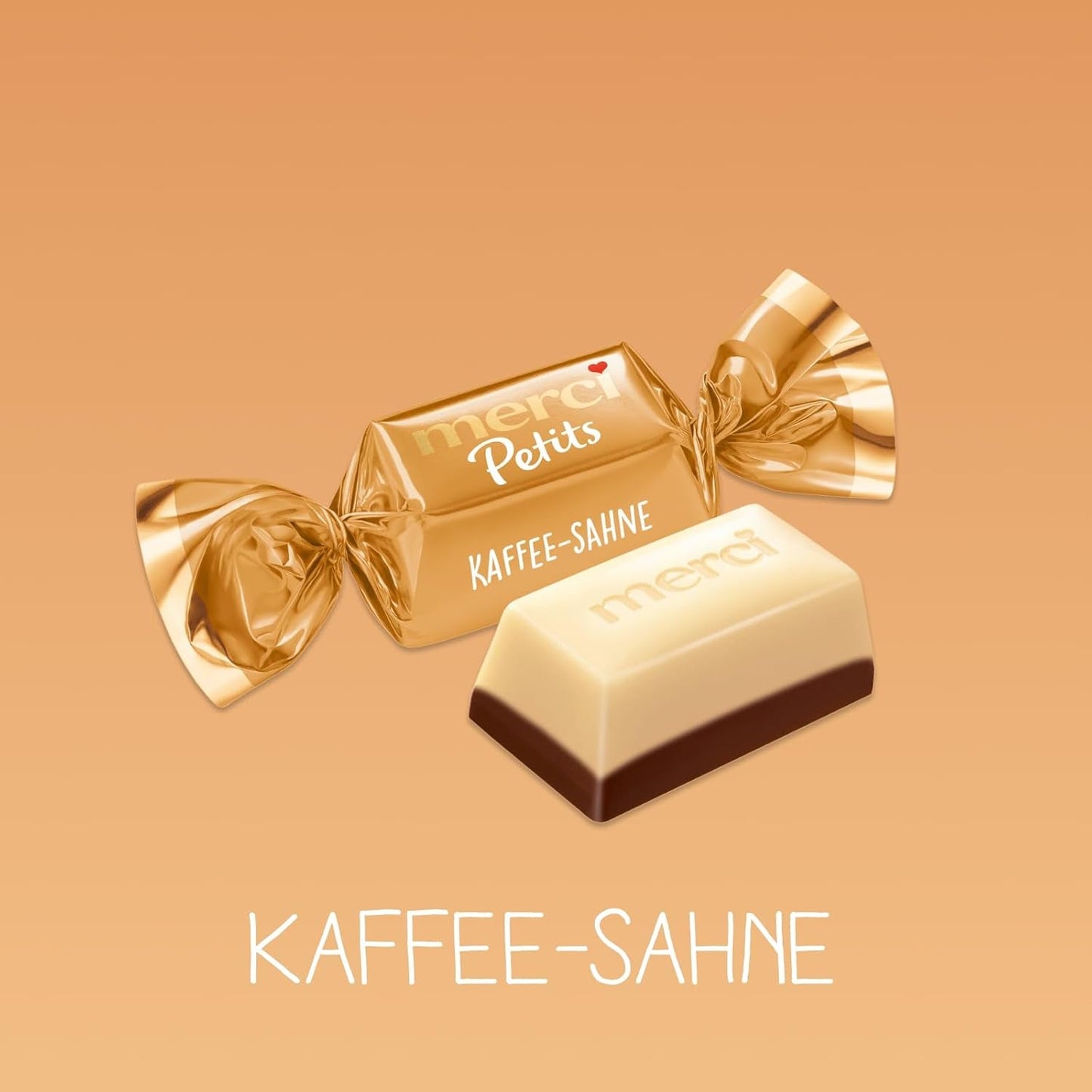 Cremă de cafea Merci Petits – 12 x 125 g – Praline mici de ciocolată albă pe ciocolată fină cu cremă de cafea – Praline de ciocolată ambalate individual