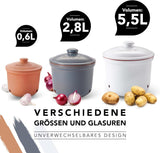 Römertopf oală de usturoi oală proaspătă din lut natural pentru o perioadă lungă de valabilitate a alimentelor, cum ar fi usturoiul Ø 12,5 cm alb Cutii depozitare alimente Naty Shop