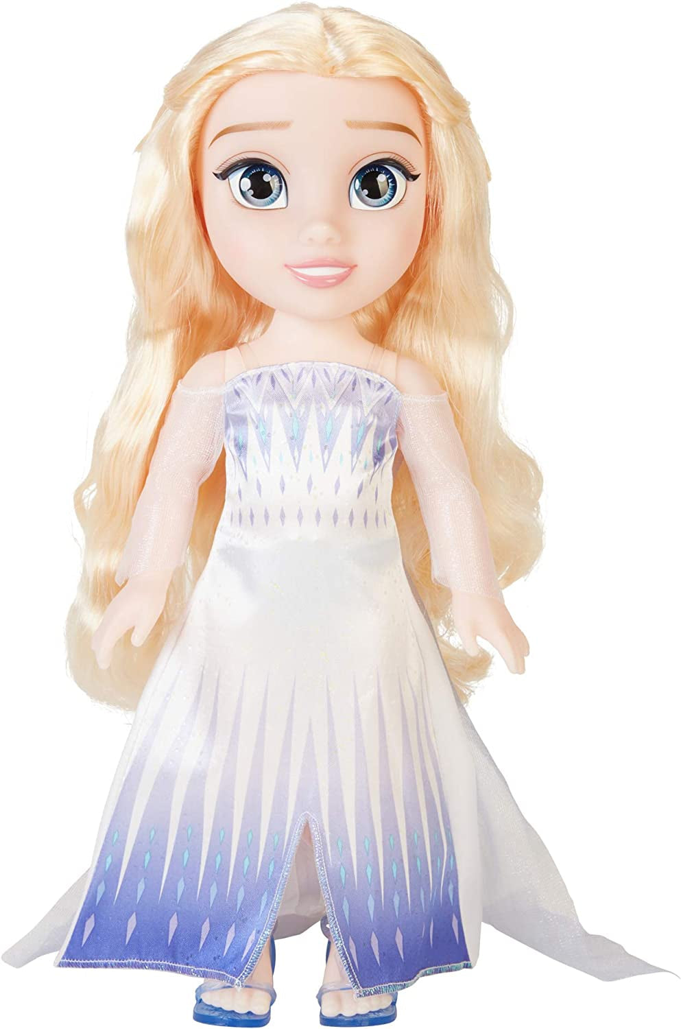 Păpușa Elsa, Regina Zăpezii, Disney Frozen 2 – 35 cm înălțime, păpușă poziționabilă, într-o rochie la modă emblematică și cu păr lung și despletit pentru distracție suplimentară, pentru fete de la 3 ani în sus, 214894