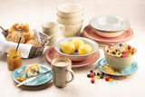 Set de veselă MÄSER pentru 6 persoane, aspect vintage modern, serviciu de masă cu 12 piese, pictat manual, verde, gresie, verde măsliniu (Bel Tempo II)
