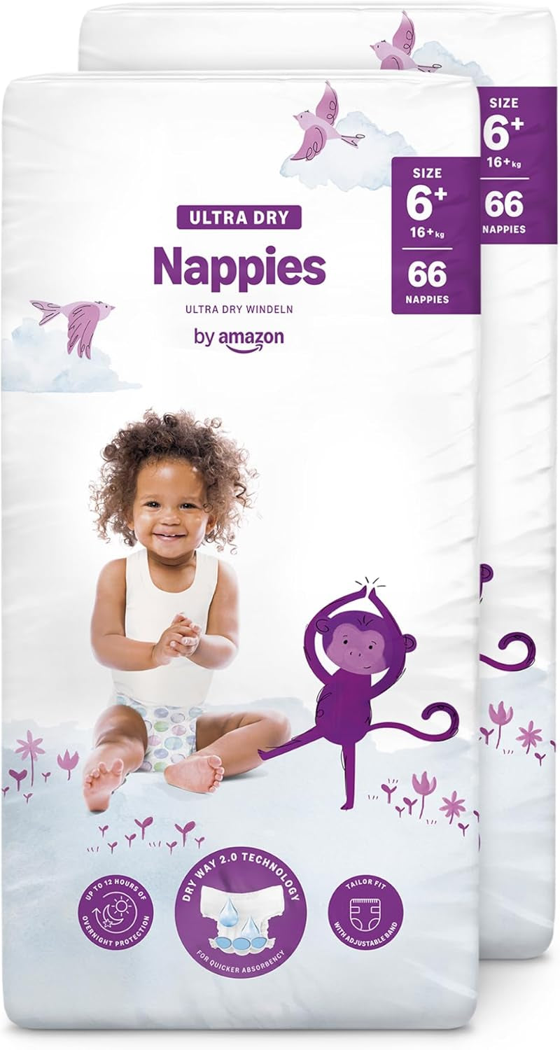 Scutece Ultra Dry de la Amazon, mărimea 1 (2-5 kg) - Cutie lunară, alb, 96 bucăți (2 pachete a câte 48) (anterior sub marca Mama Bear, produs identic)