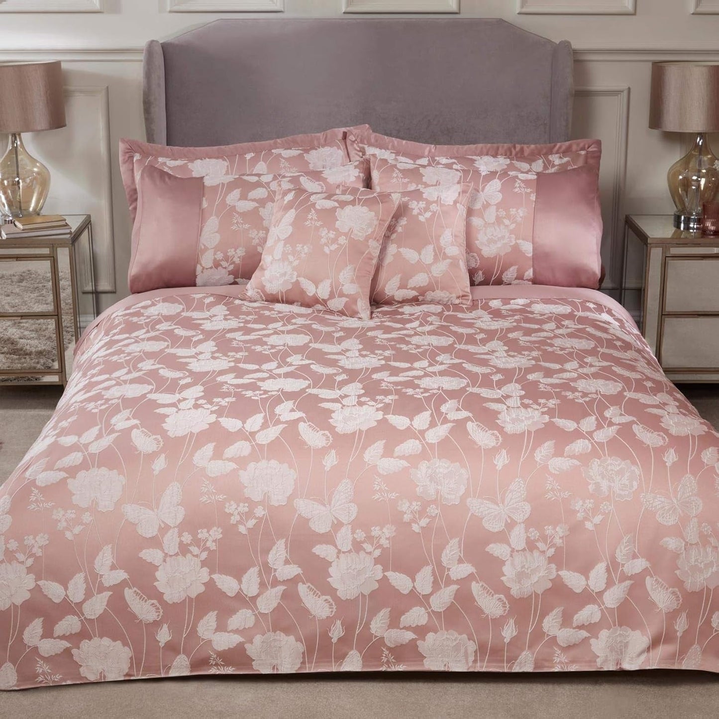 Plapumă Butterfly Meadow pentru pat super king-size, 100% poliester, albastru marin Plapumi si pilote Naty Shop Blush roz Super King