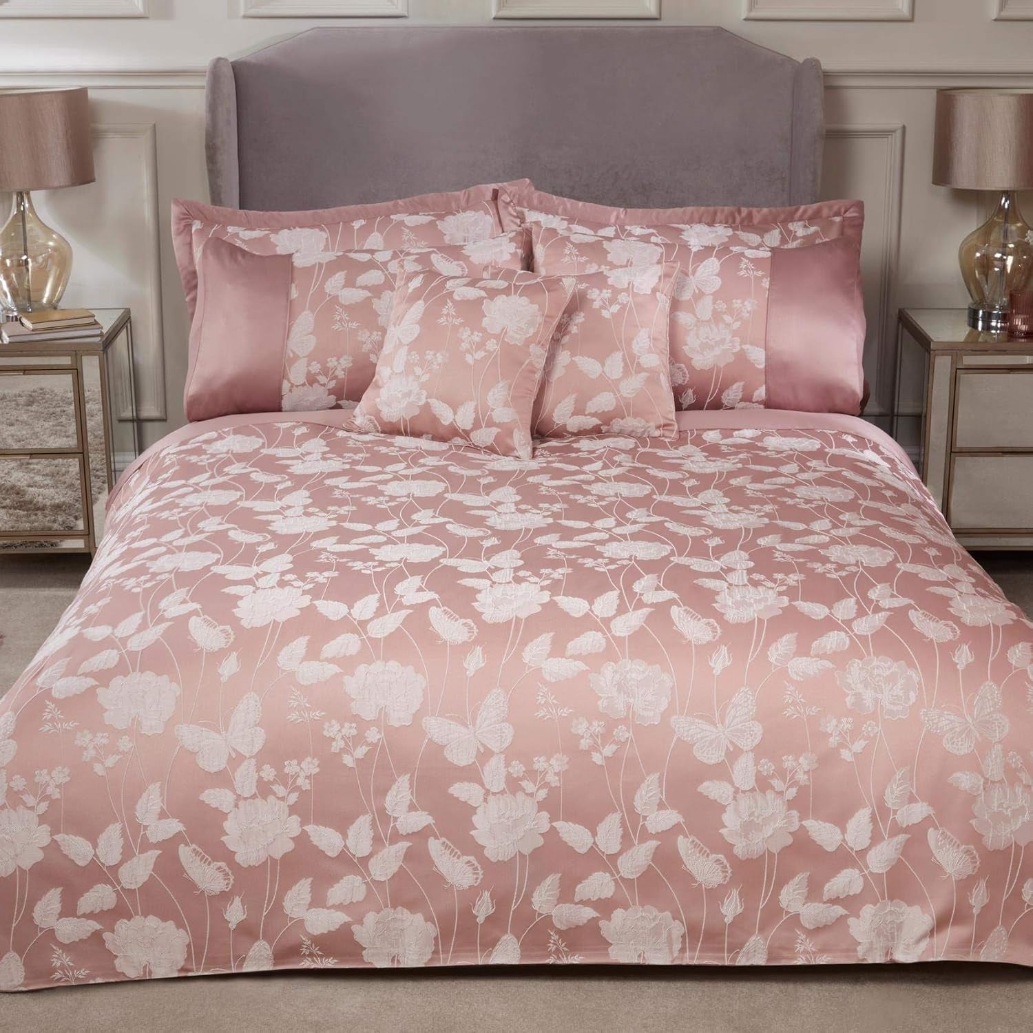 Plapumă Butterfly Meadow pentru pat super king-size, 100% poliester, albastru marin Plapumi si pilote Naty Shop Blush roz Super King