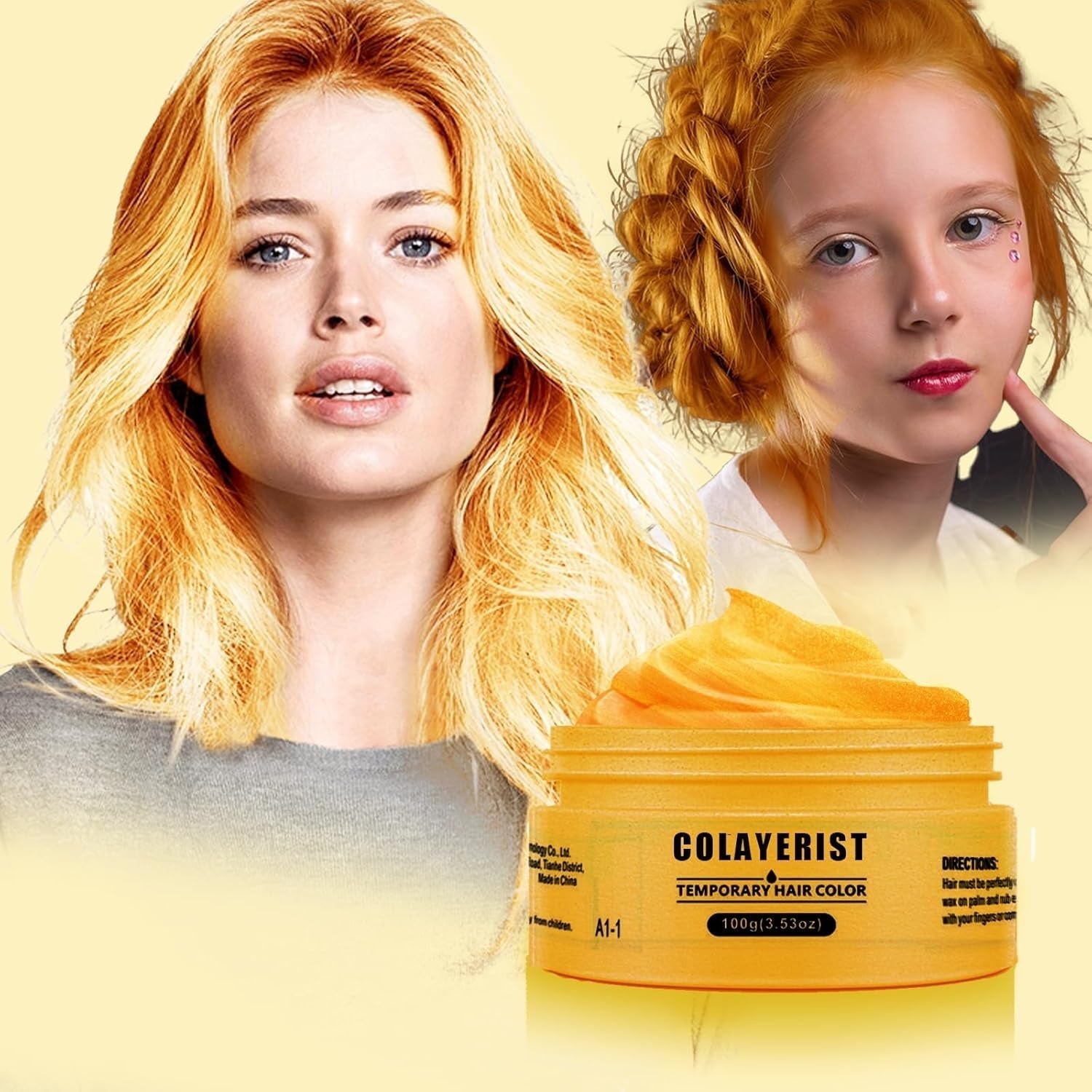 COLAYERIST Culoarea temporară a părului negru lavabil, ceară de colorare a părului pentru bărbați și femei, mascara de păr pentru petreceri sau cosplay, produse de colorare a părului fără mizerie Vopsea pentru par Naty Shop Aur