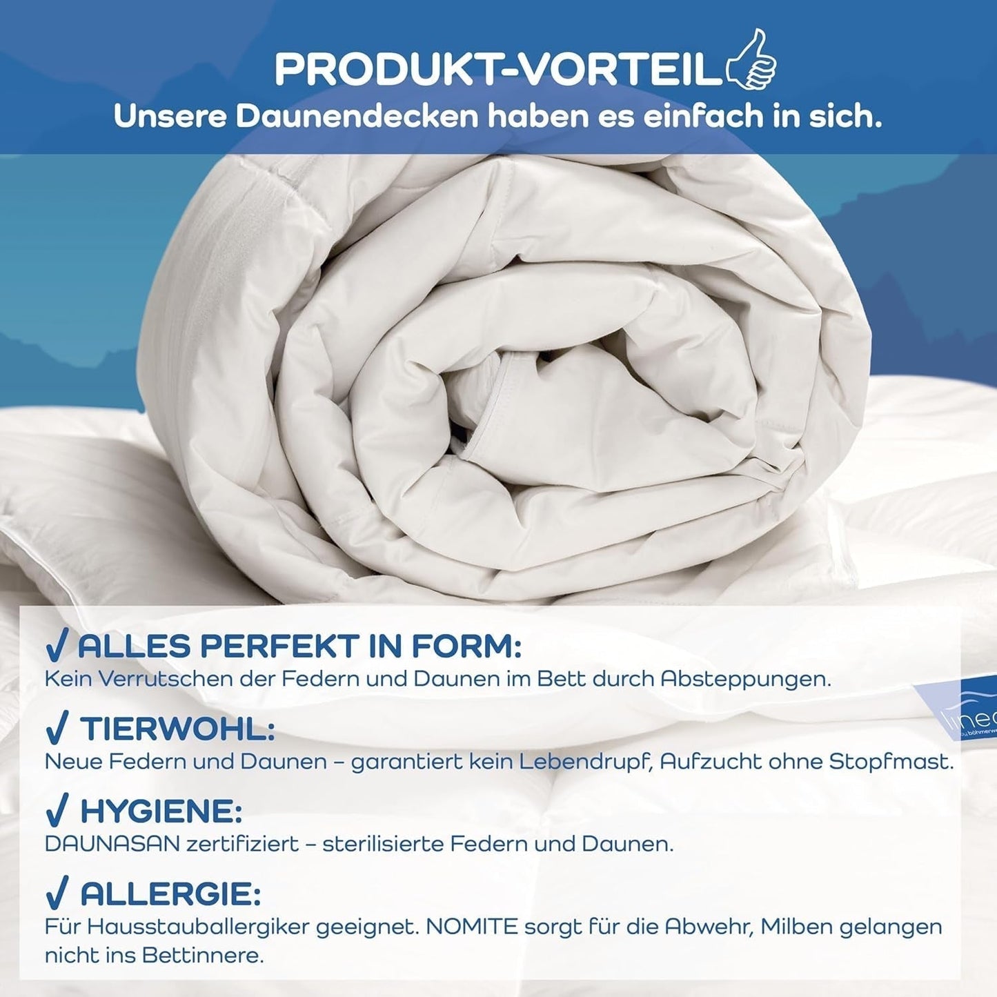 Allnights - Plapumă confortabilă medie, 135X200, 100% pene noi și puf, potrivită pentru alergici, lavabilă până la 60°C, fabricată în Germania, alb Plapumi si pilote Naty Shop